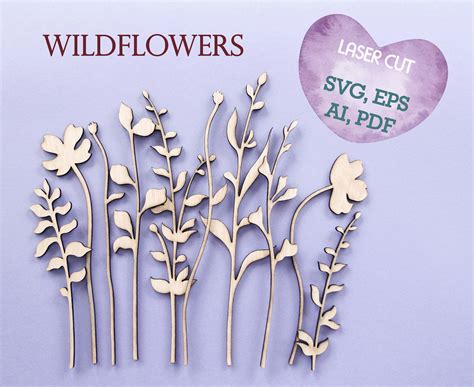 Wildflower Svg Laser Cut File Laser Cut Flower Wooden Bouquet - Etsy ...