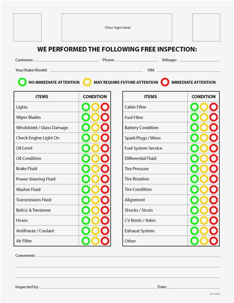 Vehicle Inspection Form Template