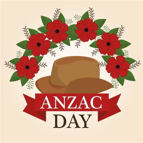 Premium Vector | Anzac day poster with red poppy flower