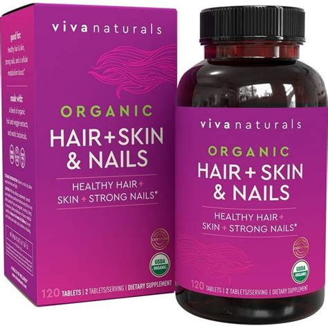 Organic Hair Skin and Nails Vitamins for Women with Biotin, Hair ...