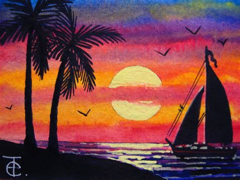 Sunset Beginner Simple Easy Watercolor