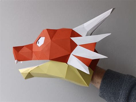 3D Dragon Head Puppet Build A Hand Puppet Papercraft Paper Model ...