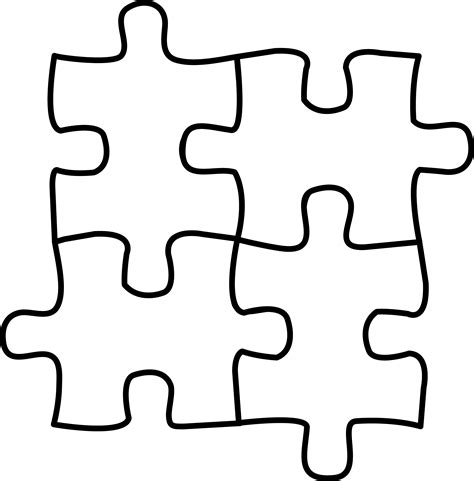 Four Puzzle Pieces For Coloring - Free Clip Art