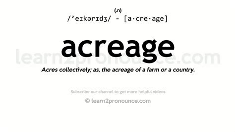 Pronunciation of Acreage | Definition of Acreage - YouTube