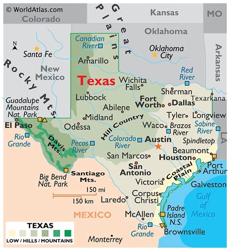 Physical Map Of Texas Physical Map Of The State Of Texas Showing ...