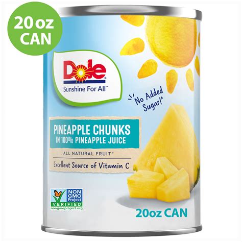 Dole Pineapple Chunks in 100% Pineapple Juice, 20 oz Can - Walmart.com