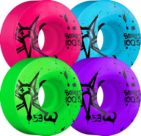 100s Original Assorted Colors Skateboard Wheels - 53mm 100a (Set of 4 ...