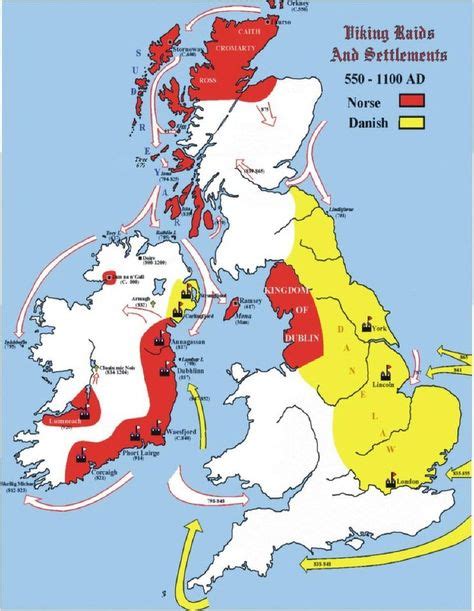 Detailed map depicting the areas of Norse settlement in the British ...