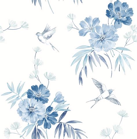 Brewster Deja Blue Floral Wallpaper - Walmart.com