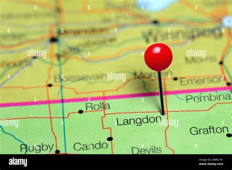 Langdon pinned on a map of North Dakota, USA Stock Photo - Alamy