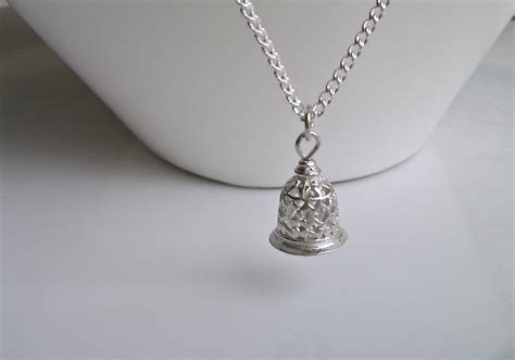 Silver Bell Necklace Bell Necklace Filigree Bell Charm