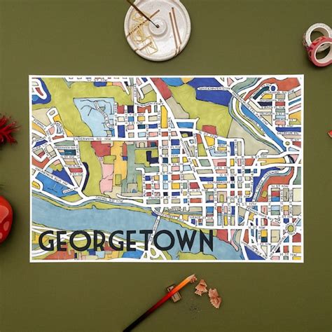 Georgetown Neighborhood Map Art Print | Etsy