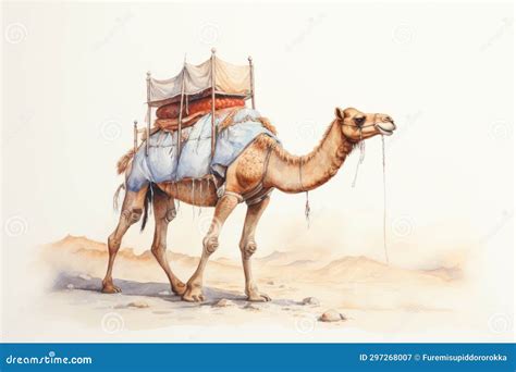 Watercolor Camel Watercolor Realistic Camel Desert Stock Illustration ...