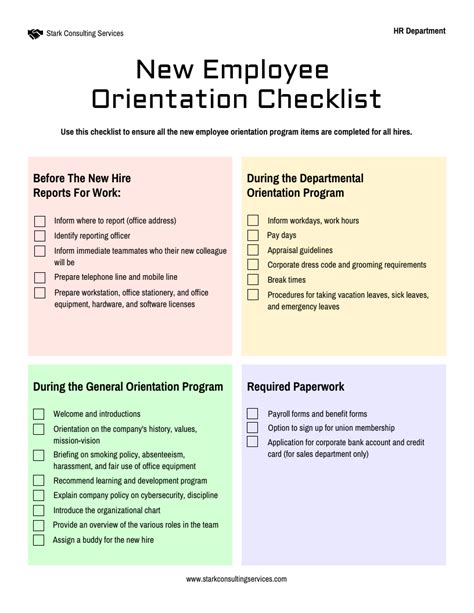 New Hire Orientation Schedule Template