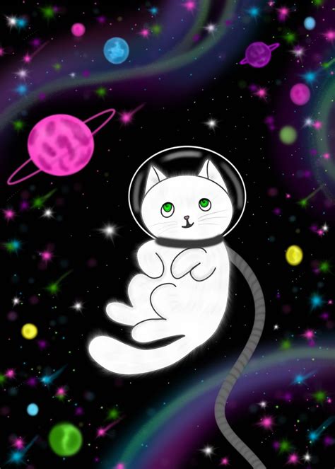 'Space Cat' Poster by Anam Hanif Studio | Displate