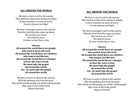 ALL Around THE World - lyrics - ALL AROUND THE WORLD We have a story to ...