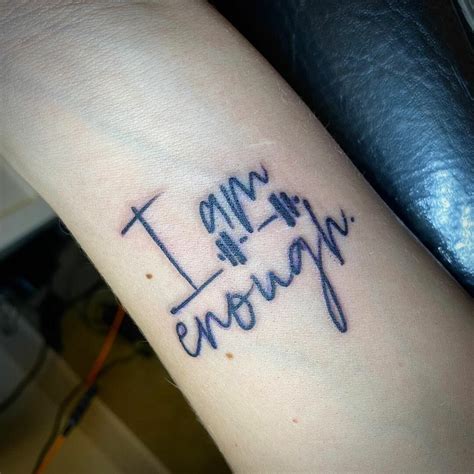 I Am Enough Tattoo With Flower – SkinTots.com