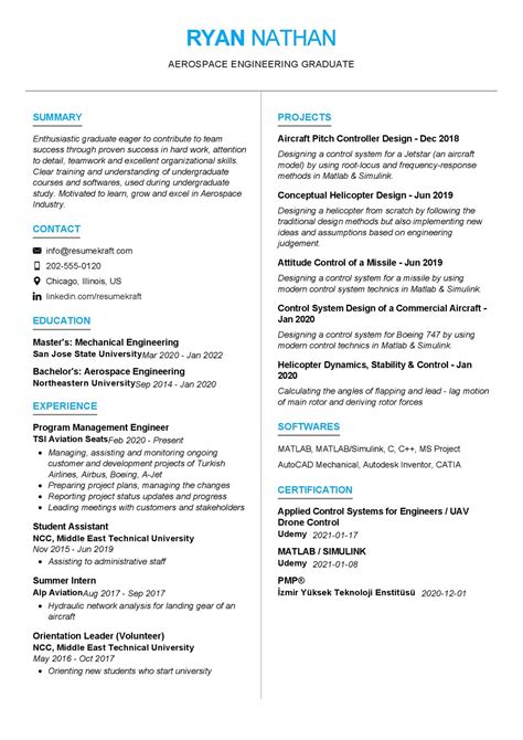 Aerospace Engineering Resume Template in 2024 - ResumeKraft