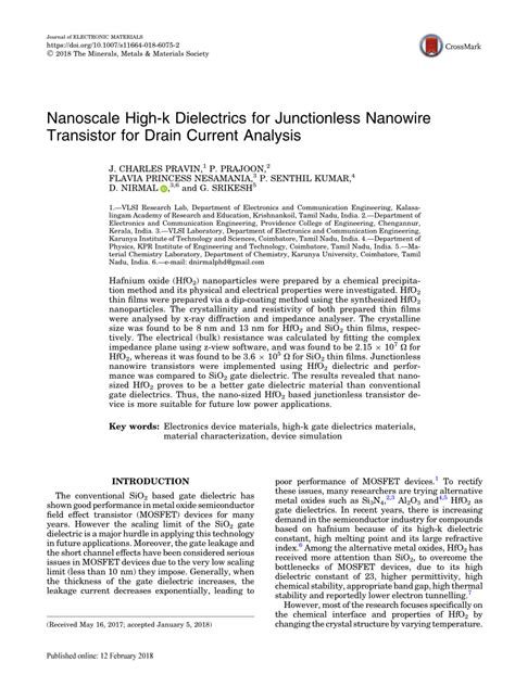 (PDF) Journal of ELECTRONIC MATERIALS