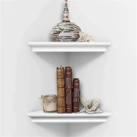 AHDECOR Rustic Wood Corner Wall Shelves, Wall Mounted Floating Corner ...