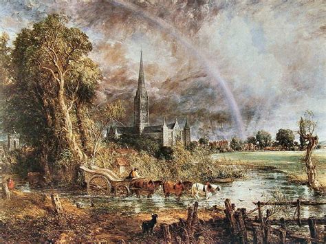 Salisbury Cathedral 1, john constable, art, old master, equine, rainbow ...