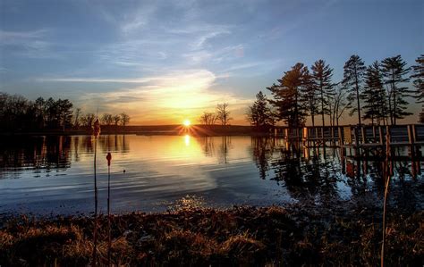 Higgins Lake South State Park Lagoon Sunset Photograph by Ron Wiltse