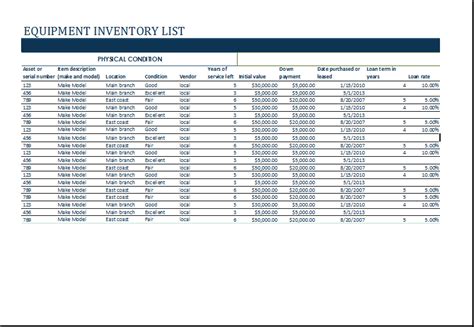 Equipment Inventory Log MS Excel Editable Template | Word & Excel ...