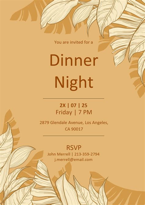 WORD of Orange Dinner Invitation Card.docx | WPS Free Templates