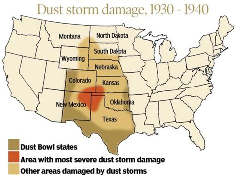 The Great Depression Dust Bowl Map