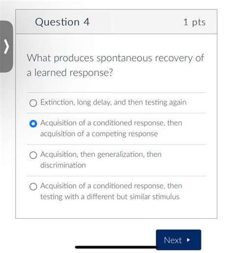 Solved What produces spontaneous recovery of a learned | Chegg.com