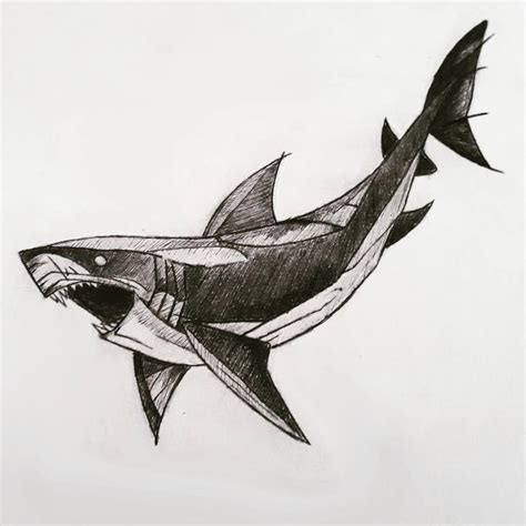 Shark Tattoo Drawing by Neto Lopes | Saatchi Art