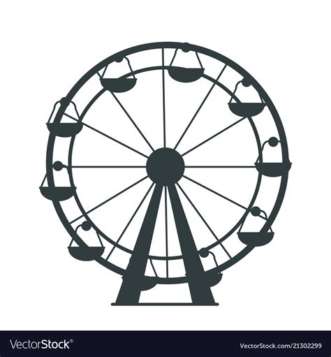 Black silhouette of ferris wheel with lots cabs Vector Image