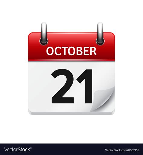 October 21 flat daily calendar icon Date Vector Image