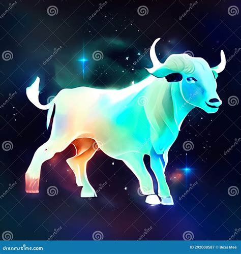 Zodiac Sign of the Ox. Vector Illustration in Neon Style Stock ...