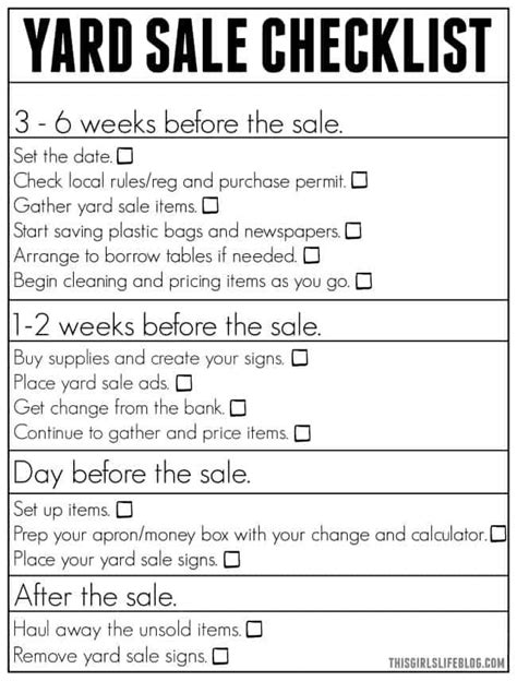 How to have a successful yard sale! + FREE Printable Checklist | Yard ...