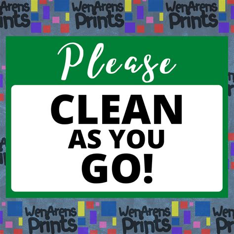 Clean As You Go Signage Printable