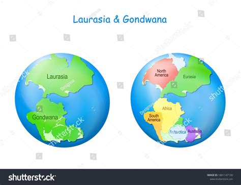 Globe Laurasia Gondwana Continental Borders Ocean Stock Vector (Royalty ...