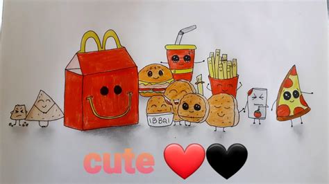 cute drawing of happy meal | MC Donald | draw so cute - YouTube