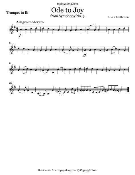 Free trumpet sheet music for Ode to Joy from Symphony No. 9 by ...