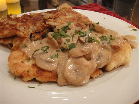 Chicken Schnitzel with Mushroom Sauce | Schnitzel recipes, Chicken ...