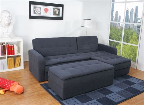 Shop Denver Steel Finish Double Ottoman Sectional Sofa Bed - Free ...