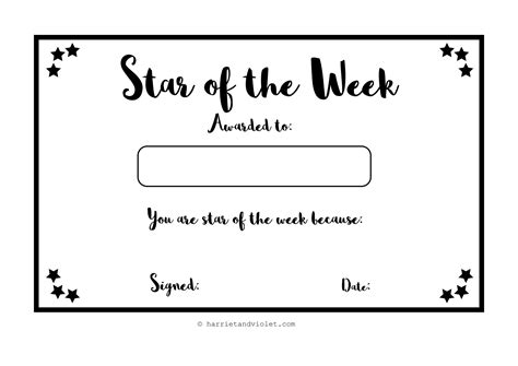 Star Of The Week Certificate Template