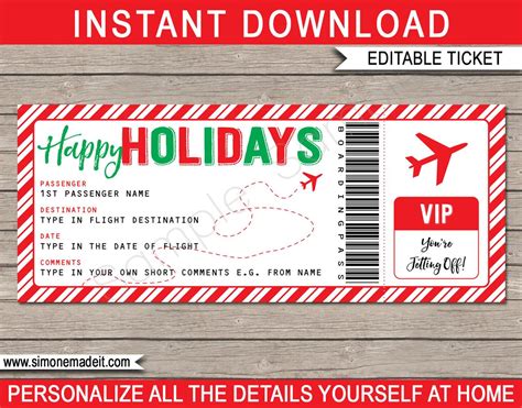 Holiday Boarding Pass Gift Surprise Trip Getaway Vacation Flight ...