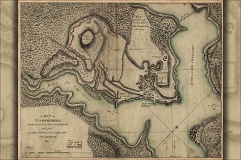 24"x36" Gallery Poster, Map of fort Ticonderoga lines and batteries ...