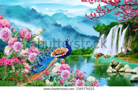 3d Nature Waterfall Wallpaper Stock Illustration 1369776521 | Shutterstock