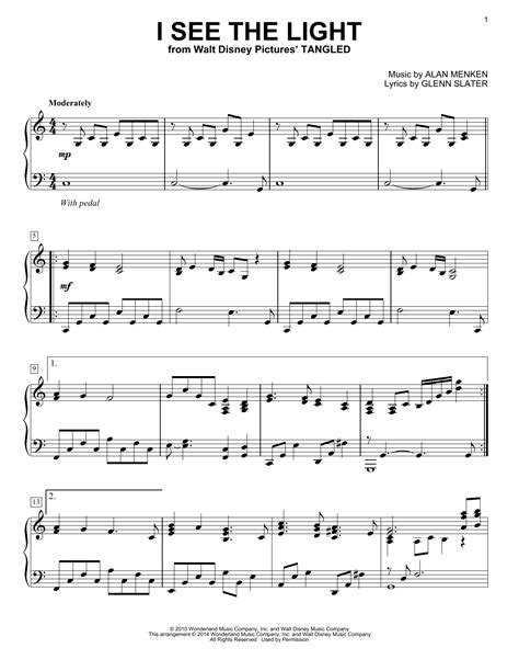 I See The Light (from 'Tangled') sheet music by Alan Menken (Piano ...