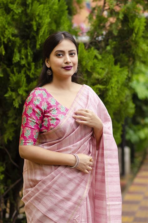 Buy online Soft Matka Silk Saree with WovenSlub - Pink-AF1224