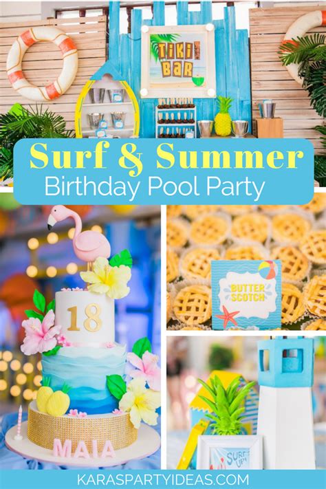 Kara's Party Ideas Surf & Summer Birthday Pool Party | Kara's Party Ideas