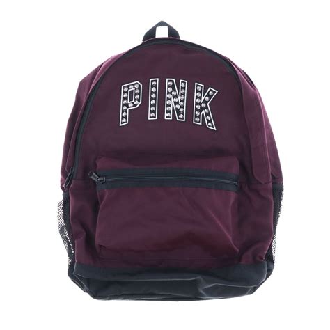 Victoria's Secret Pink Campus Backpack Maroon With Studded Logo ...