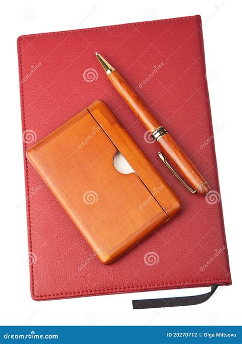 Organizer and pen isolated stock photo. Image of notebook - 20270712